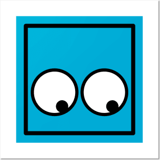 Kubi - the square emoticons – Azzurro, the thinking face Posters and Art